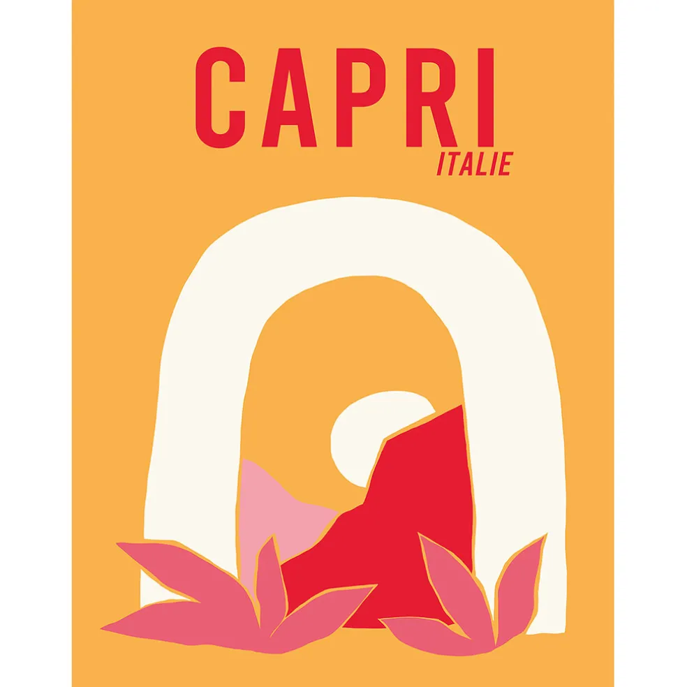 Affiche "Capri Italie" jaune 30x40cm