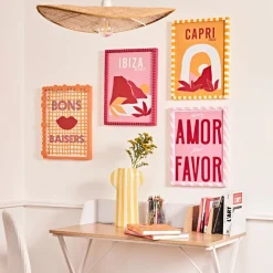 Affiche "Ibiza baléares" rose 30x40cm