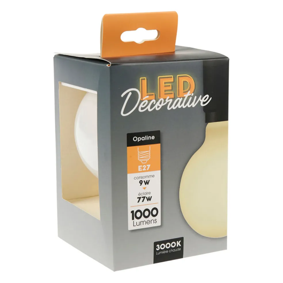 Ampoule led filament opaline globe - 9 w. 1000 lm. e27. g95.