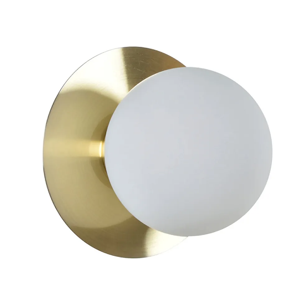 Applique en metal doré et verre laiton d18cm blanc - Manor