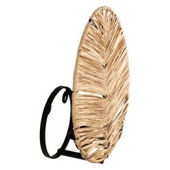 Applique en raphia et fer naturel et noir h32cm - Tulum