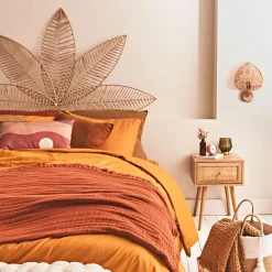 Applique feuille naturelle avec intérupteur H33cm corde de papier - Calyp