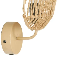 Applique feuille naturelle avec intérupteur H33cm corde de papier - Calyp