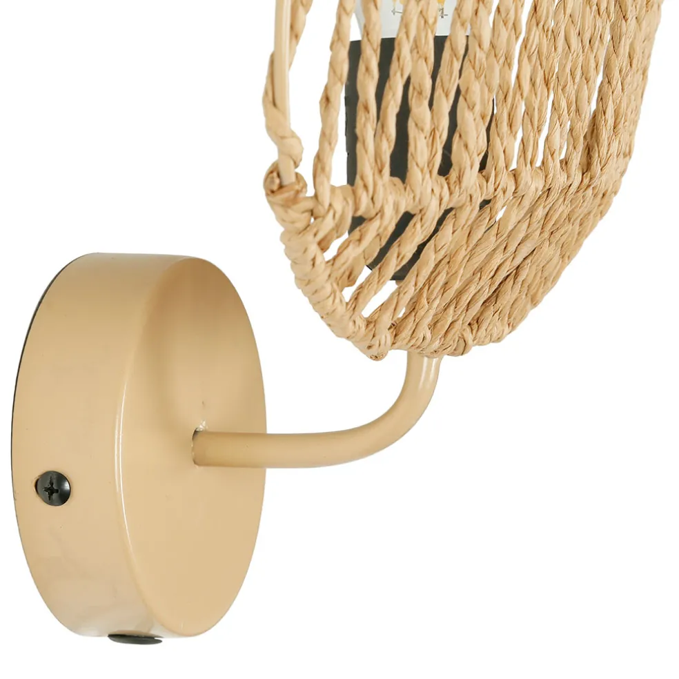 Applique feuille naturelle avec intérupteur H33cm corde de papier - Calyp