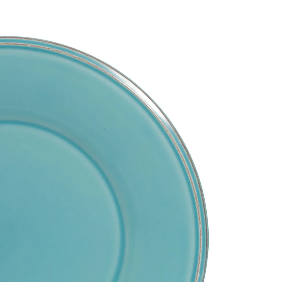 Assiette à dessert en faïence turquoise d23.5cm - constance