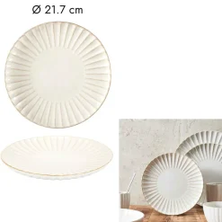 Assiette à dessert en céramique beige d21cm - Vlora