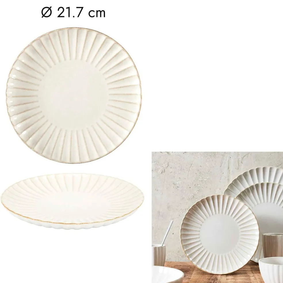 Assiette à dessert en céramique beige d21cm - Vlora