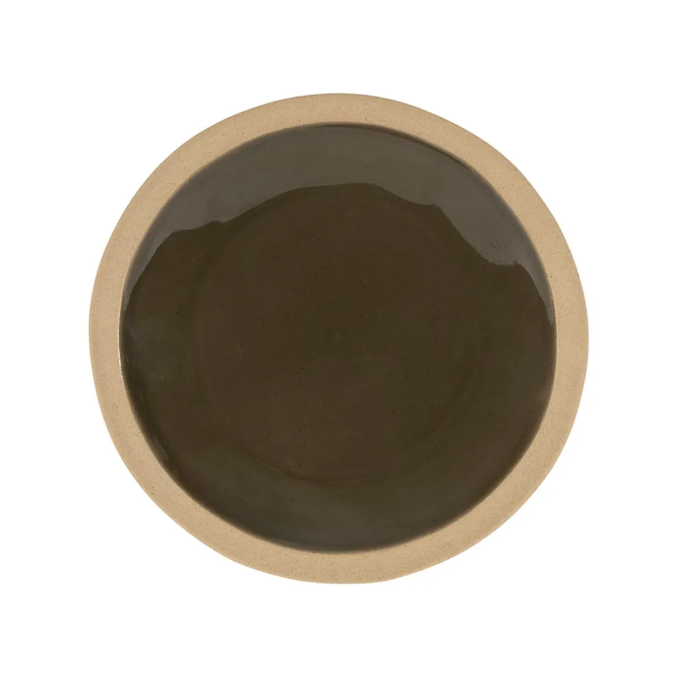 Assiette à dessert en grès kaki d21.5cm - Jade