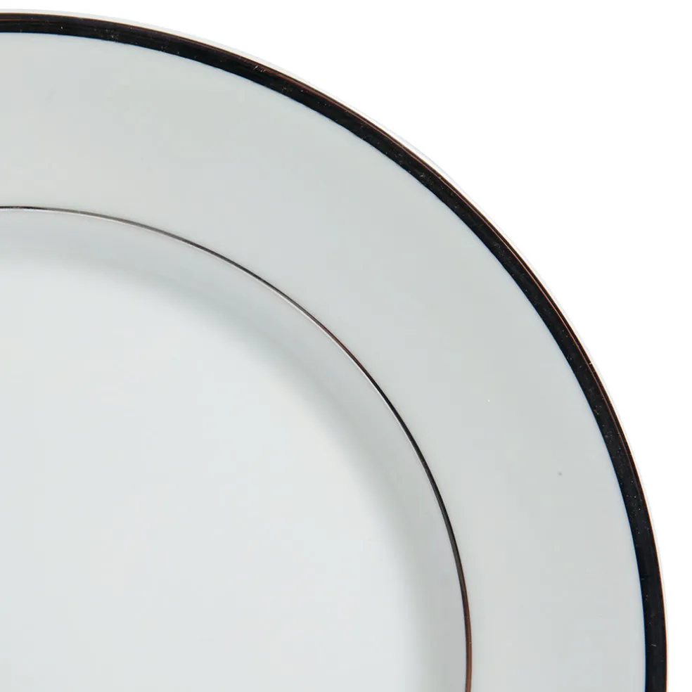 Assiette à dessert en porcelaine blanc et platine d20cm - ginger