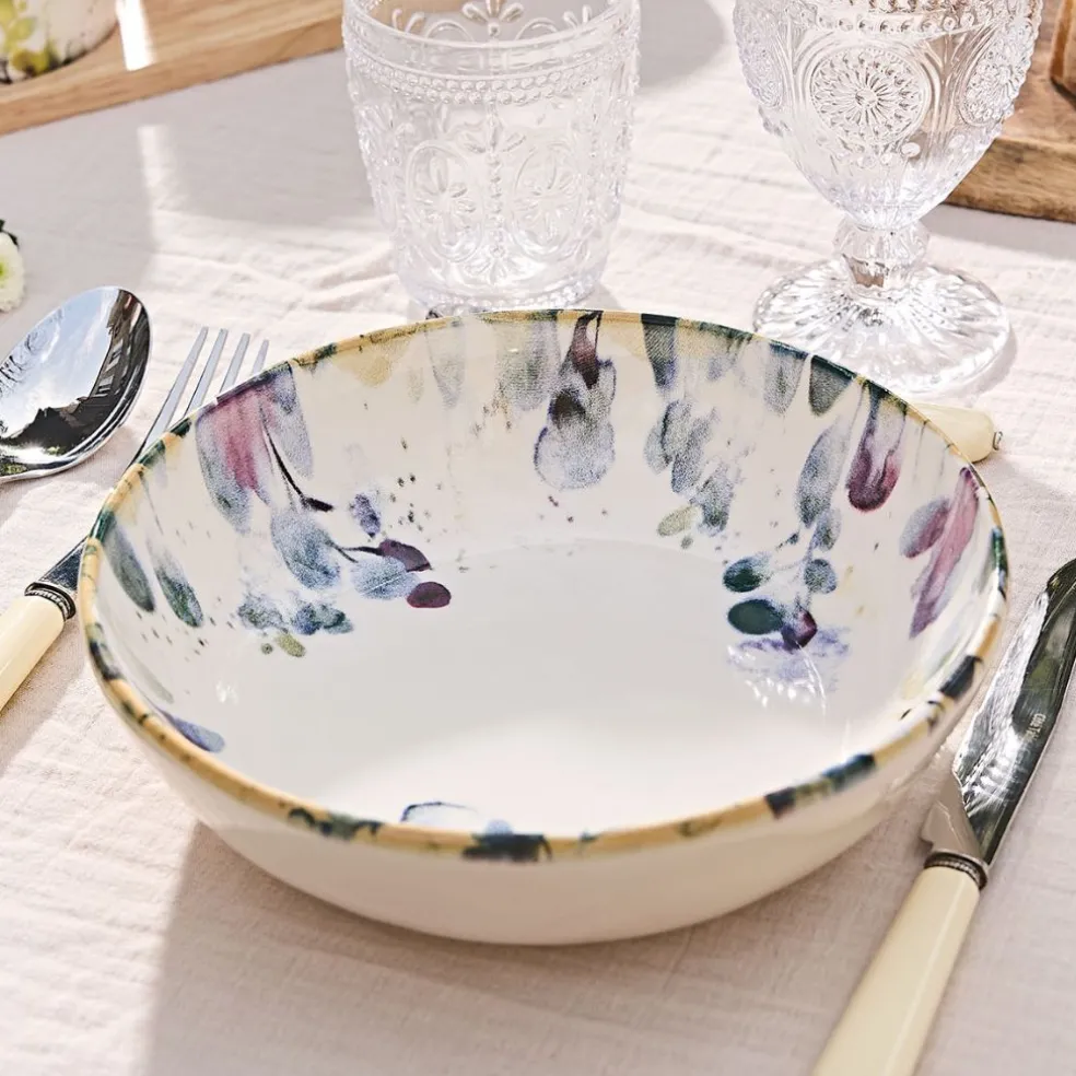 Assiette à pates en faïence blanc d22cm - Garden