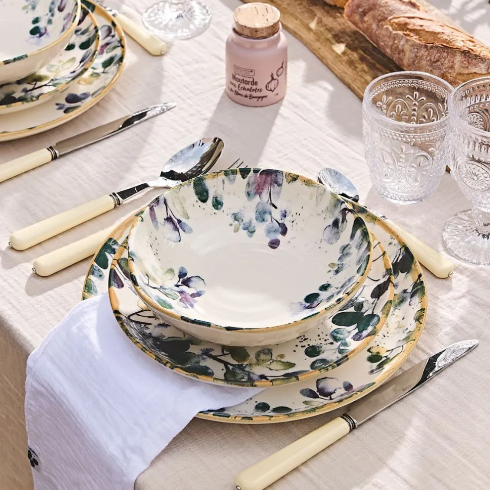 Assiette à pates en faïence blanc d22cm - Garden