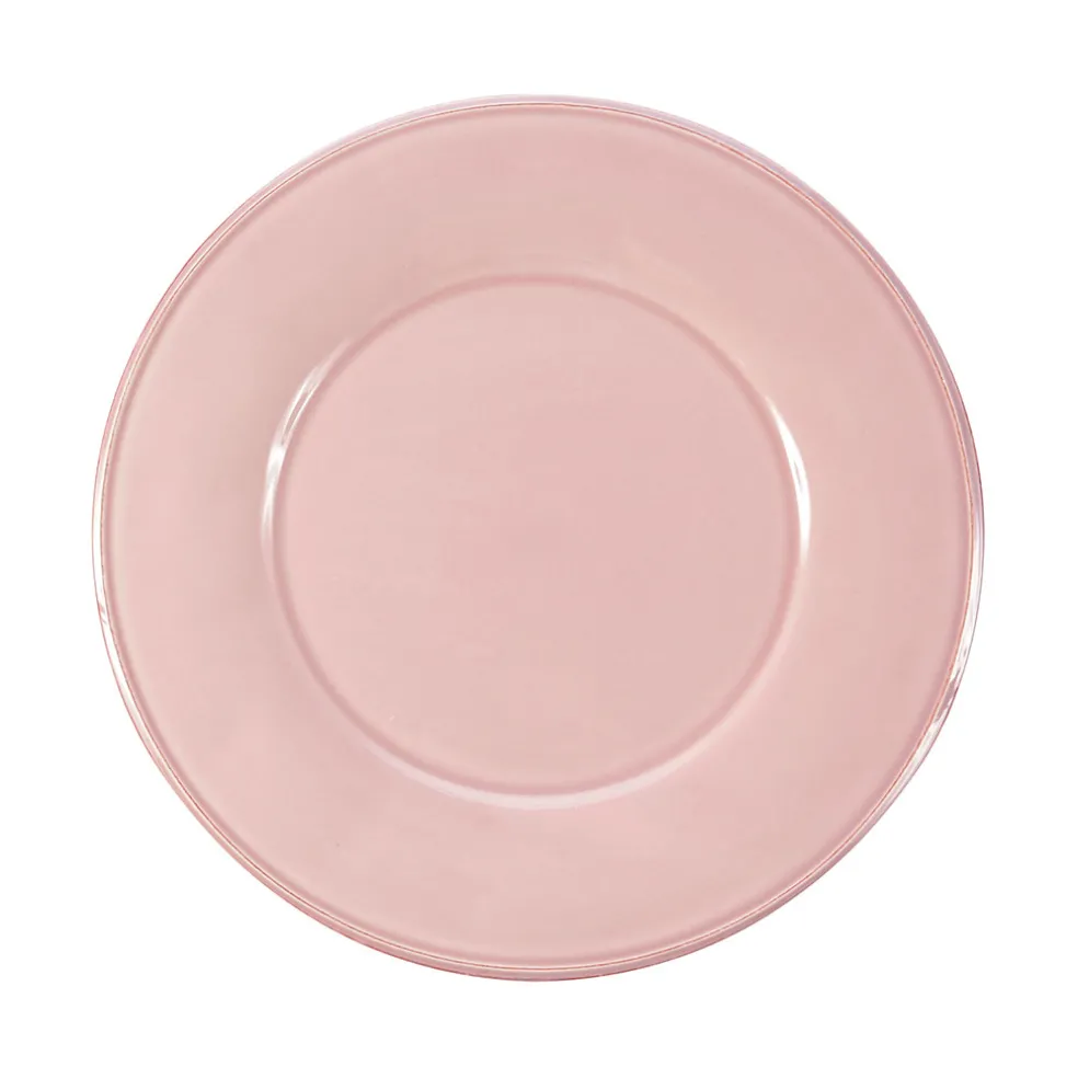 Assiette a dessert en faïence rose poudré d23.5cm -constance