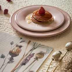 Assiette a dessert en faïence rose poudré d23.5cm -constance