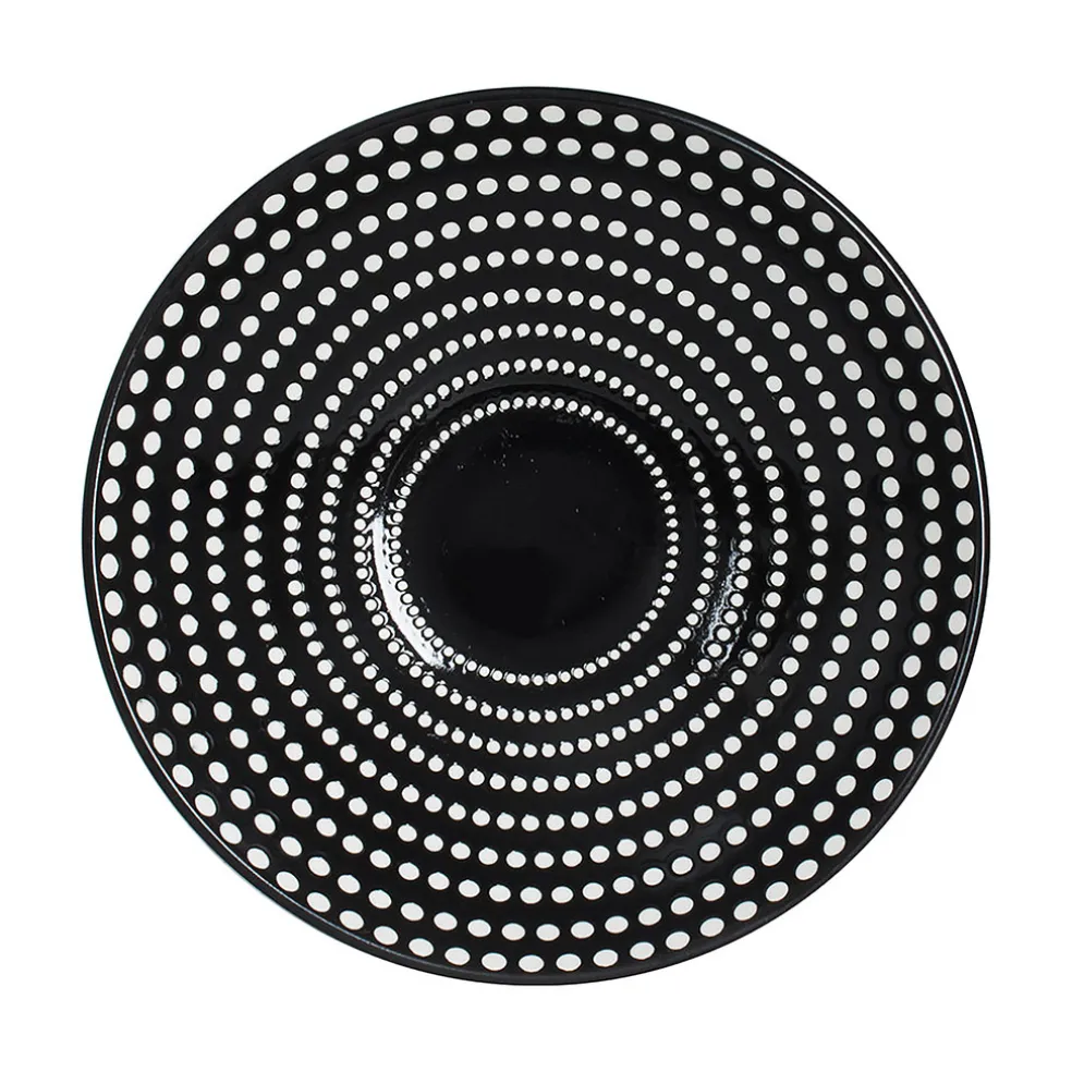 Assiette calotte en grès pois noir d19cm - galaxy