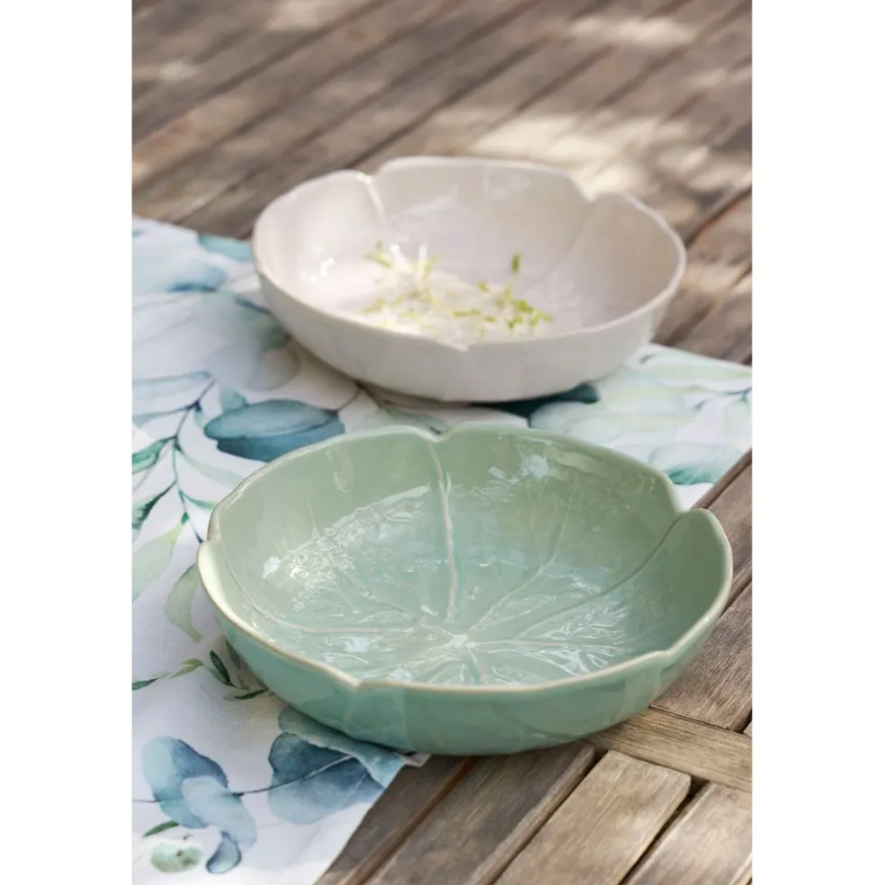 Assiette creuse chou en grès lichen d20cm