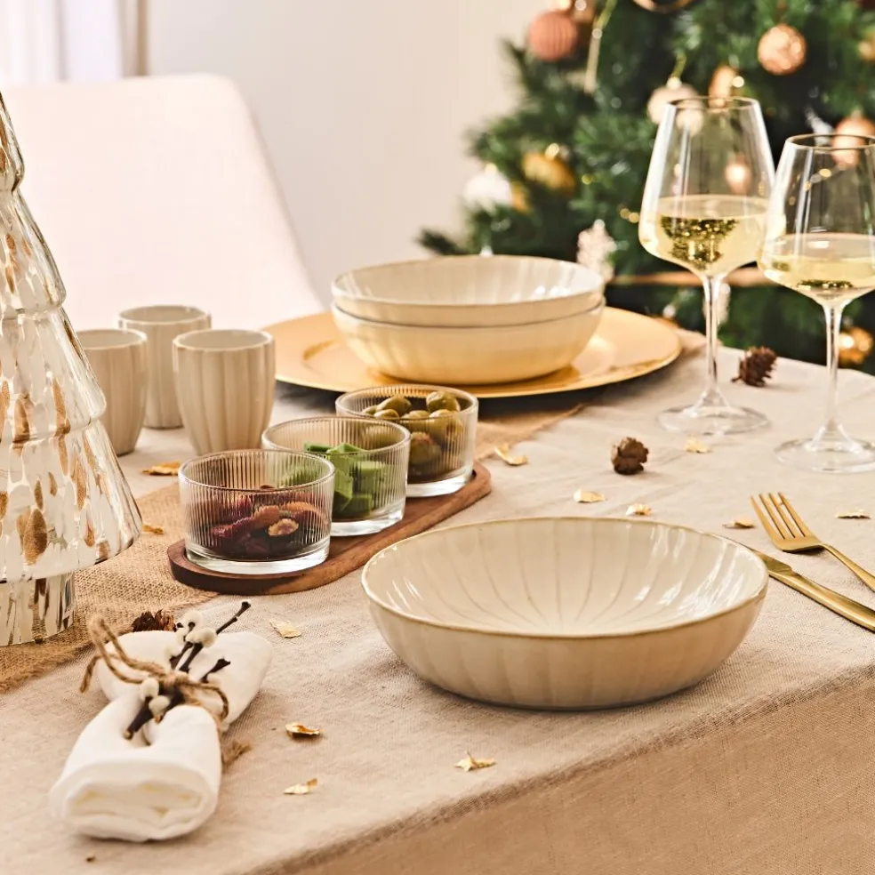 Assiette creuse en céramique beige d20cm - Vlora