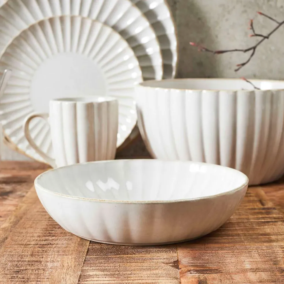 Assiette creuse en céramique beige d20cm - Vlora