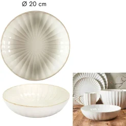 Assiette creuse en céramique beige d20cm - Vlora