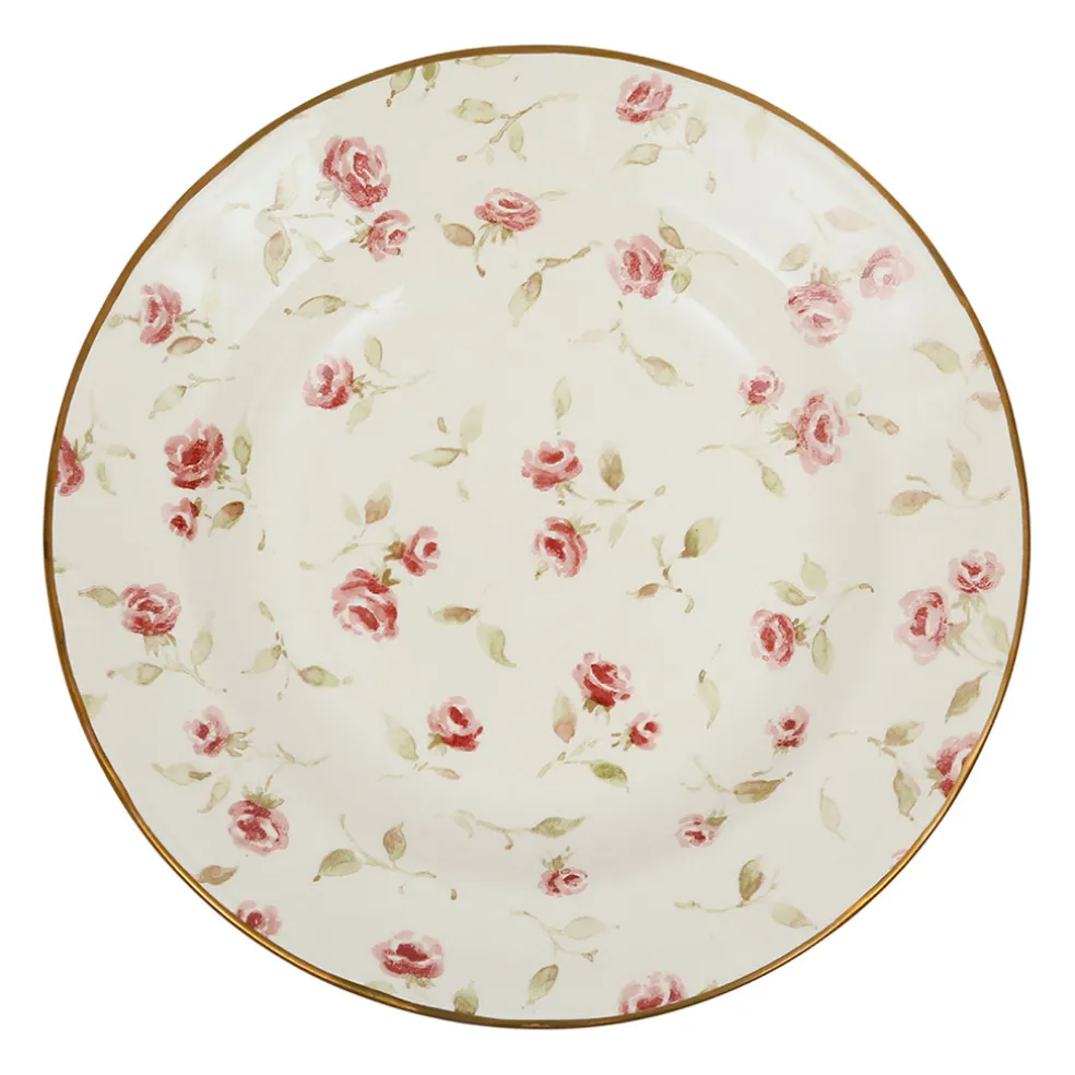 Assiette creuse en faïence rose et doré d23cm - Rose