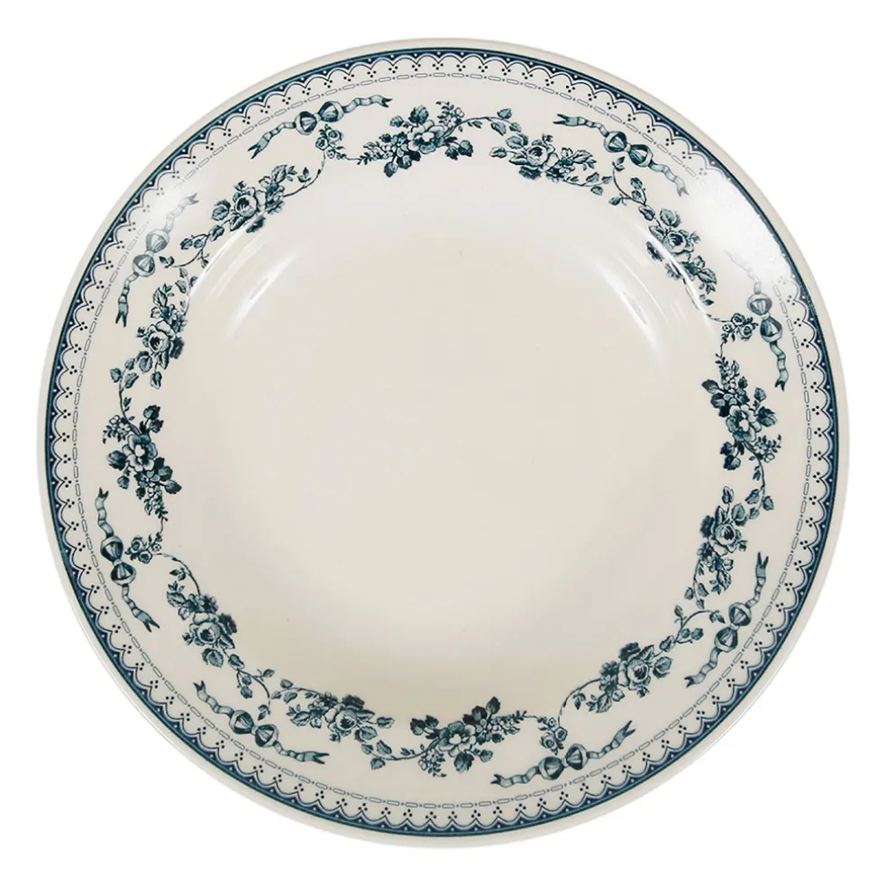 Assiette creuse en faïence bleu ancien d23cm - faustine