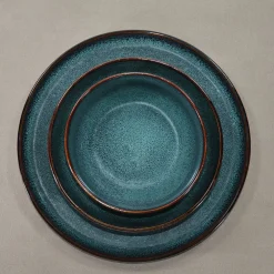 Assiette creuse en grès bleu d19cm - Volga