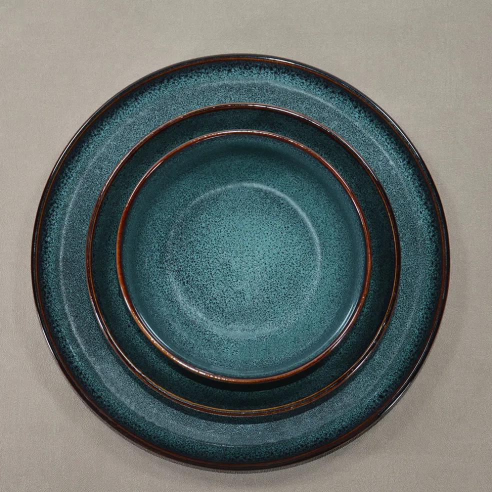 Assiette creuse en grès bleu d19cm - Volga