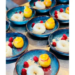 Assiette creuse en grès bleu d19cm - Volga