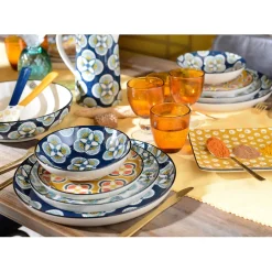 Assiette creuse en grès bleu d19cm - imany