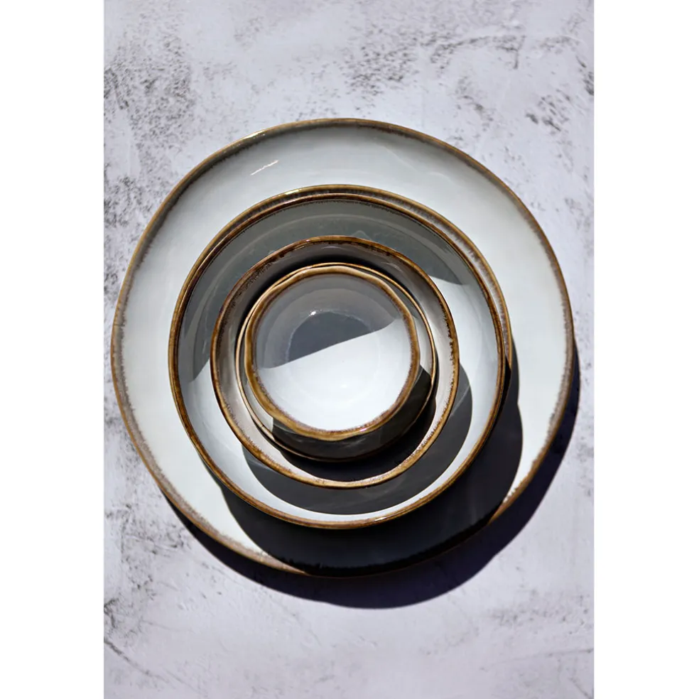 Assiette creuse en grès nacré d19cm - Nori