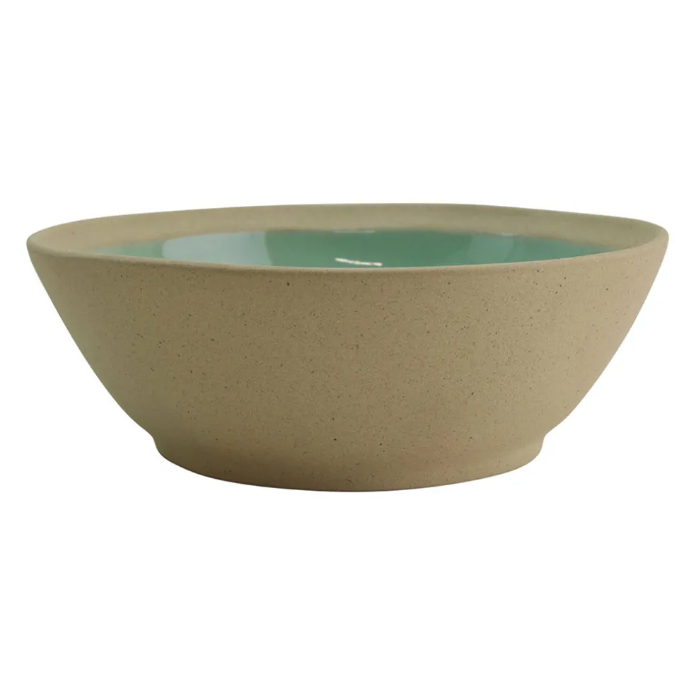Assiette creuse en grès vert d'eau d18cm - Jade