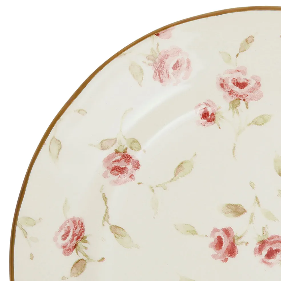 Assiette de dessert en faïence rose et doré d20cm - Rose