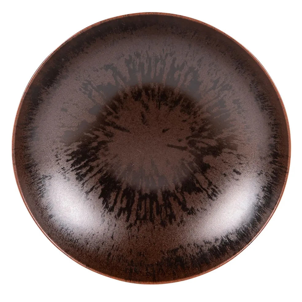 Assiette de dessert en grès marron d21cm - Onyx