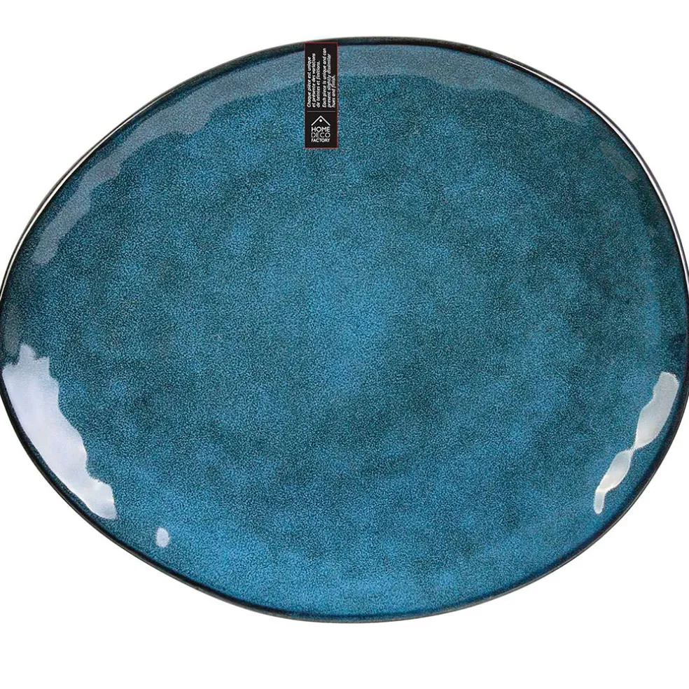 Assiette galet en grès bleu d27.5cm - au gres du temps