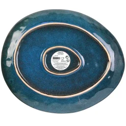 Assiette galet en grès bleu d27.5cm - au gres du temps