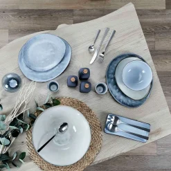 Assiette galet en grès gris d27.5cm - au gres du temps