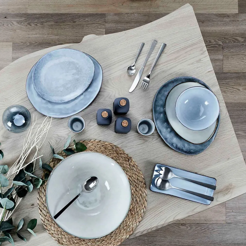 Assiette galet en grès gris d27.5cm - au gres du temps