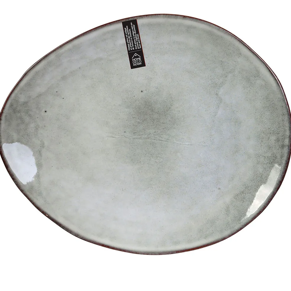 Assiette galet en grès gris d22cm - au gres du temps
