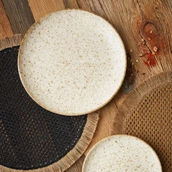 Assiette plate beige d27.5cm en faience - lisere