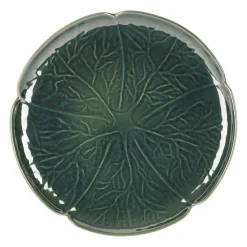 Assiette plate chou en grès vert d27cm