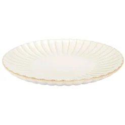 Assiette plate en céramique beige d27cm - Vlora