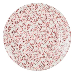 Assiette plate en faïence bordeaux d26cm -p'tites fleurs