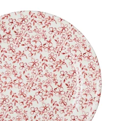 Assiette plate en faïence bordeaux d26cm -p'tites fleurs