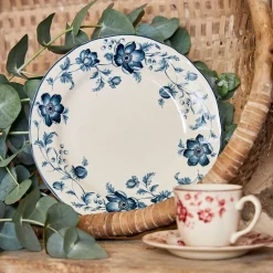 Assiette plate en faïence bleu d26cm - Margaux