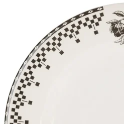 Assiette plate en faïence anthracite d27cm - Damier