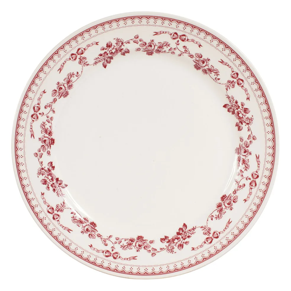 Assiette plate en faïence bordeaux d26cm - faustine