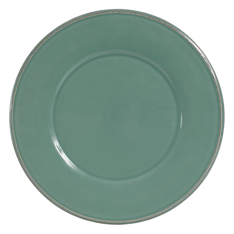 Assiette plate en faïence sauge d28.5cm - constance