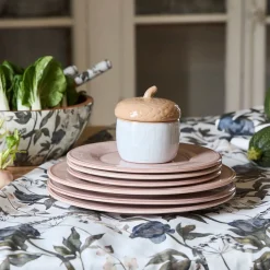 Assiette plate en faïence rose poudré d28.5cm - constance