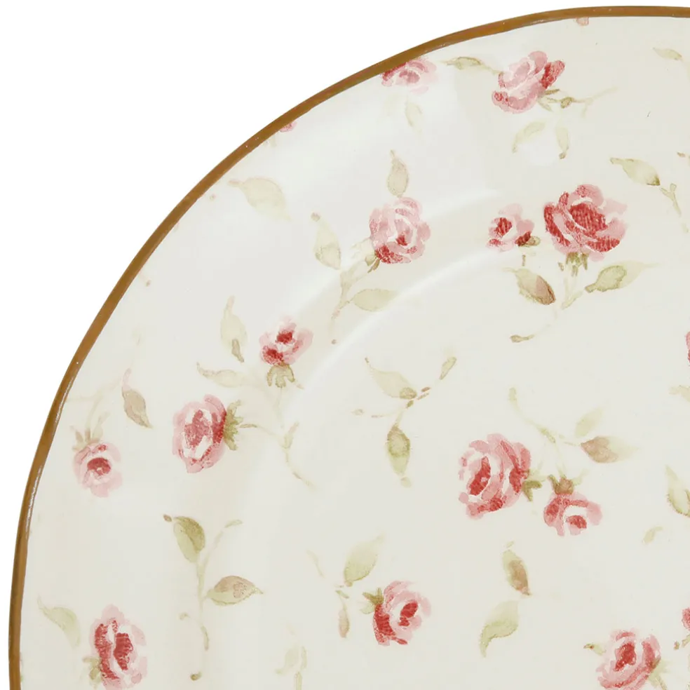 Assiette plate en faïence rose et doré d26cm - Rose