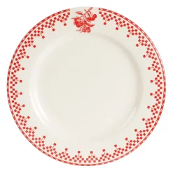 Assiette plate en faïence rouge d27cm - damier