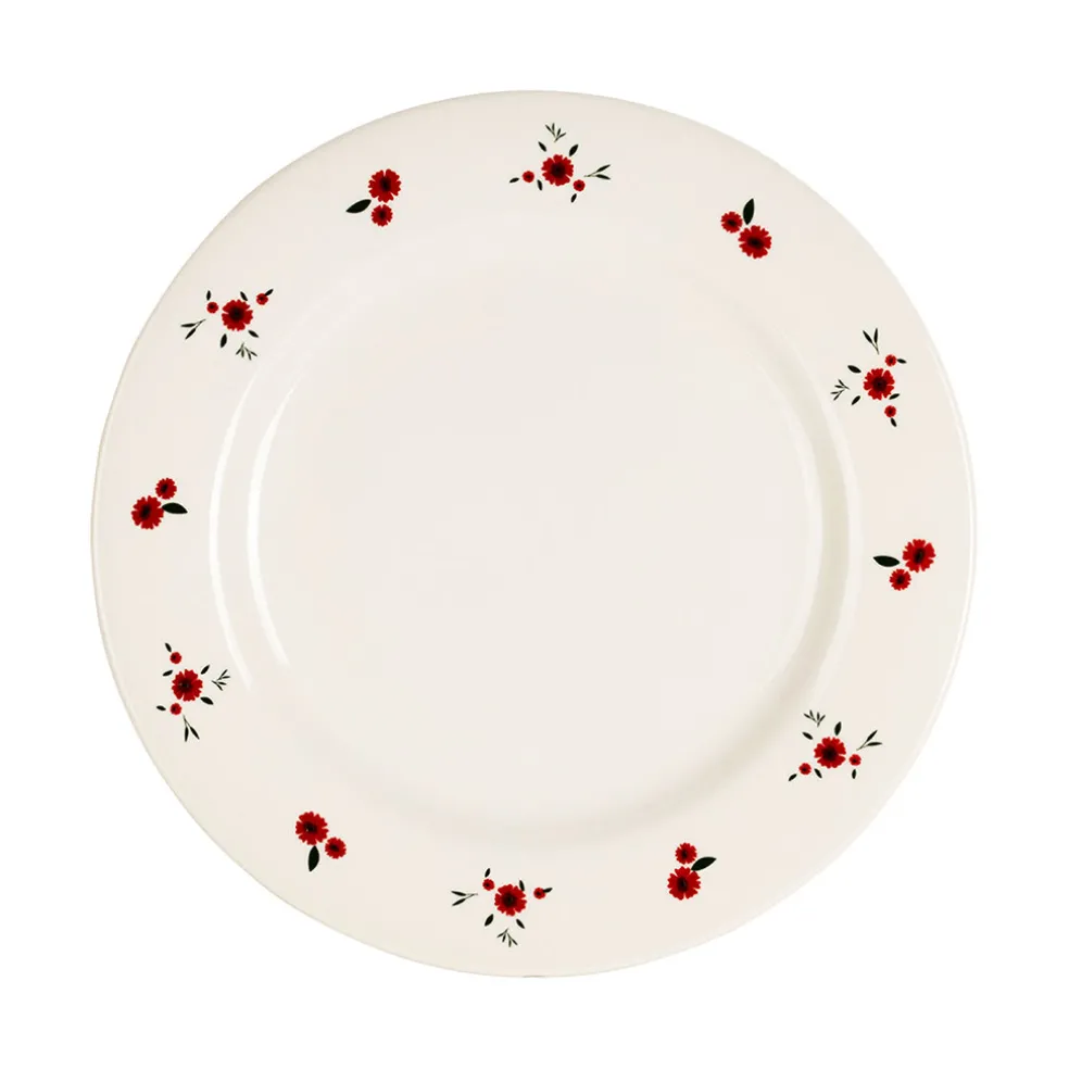 Assiette plate en faience rouge d27cm - Paquerette